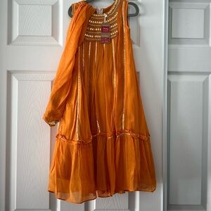 Orange (Indian style) dress size 12-18 months - NEW WITH TAGS
